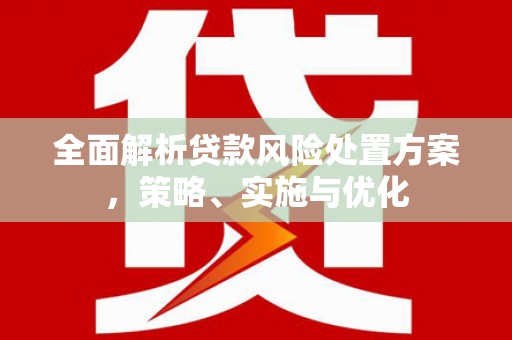 东川全面解析贷款风险处置方案，策略、实施与优化