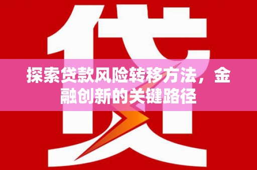 东川探索贷款风险转移方法，金融创新的关键路径
