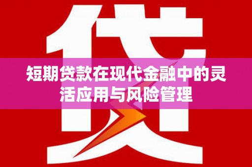 东川短期贷款在现代金融中的灵活应用与风险管理